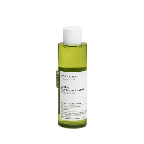 [MARY&MAY] Vegan CICA Tea Tree AHA PHA Toner - 200ml-MARY&MAY-Luxiface