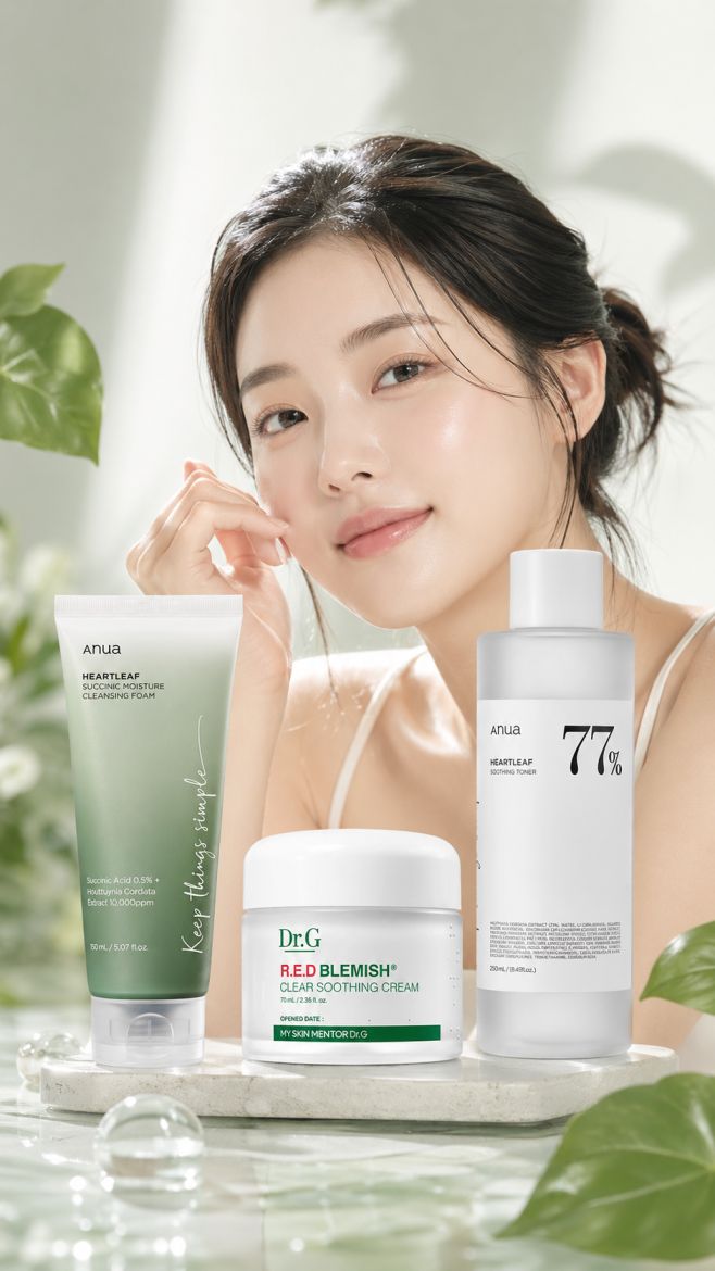 Anua Heartleaf & Dr.G Redness Soothing Barrier Trio-Luxiface.com