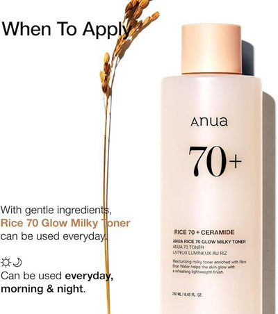 [Anua] Rice 70 Glow Milky Toner 250ml-Luxiface.com