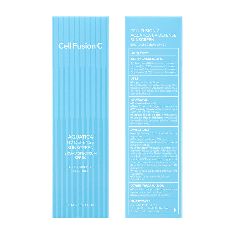 [CellFusionC] 1+1 Aquatica UV Defense Sunscreen OTC 50ml+50ml-Luxiface.com