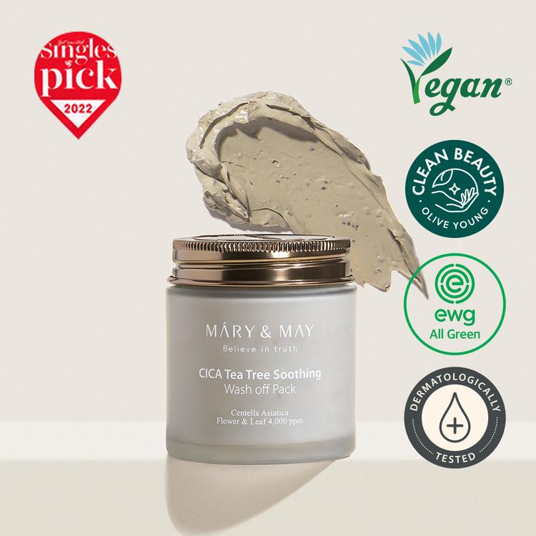 [MARY&MAY] Cica Tea Tree Soothing Vegan Wash Off Mask Pack 125g-MARY&MAY-Luxiface