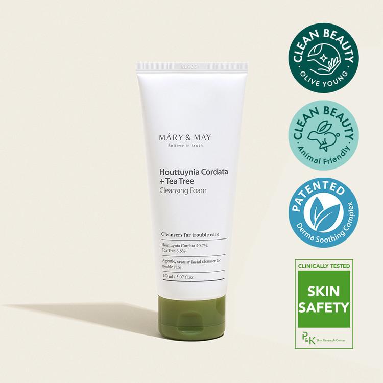 [MARY&MAY] Houttuynia Cordata + Tea Tree Cleansing Foam - 150ml-MARY&MAY-Luxiface