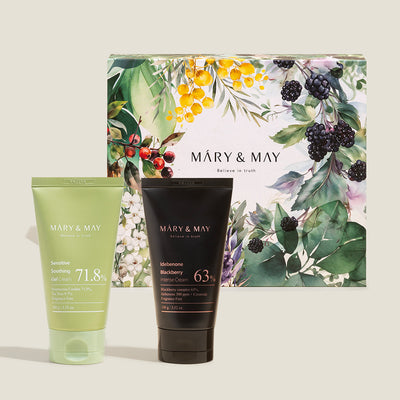 [Mary&May] Soothing Gel Cream+Idebenone Blackberry Cream Duo Set 100g x2-Luxiface.com