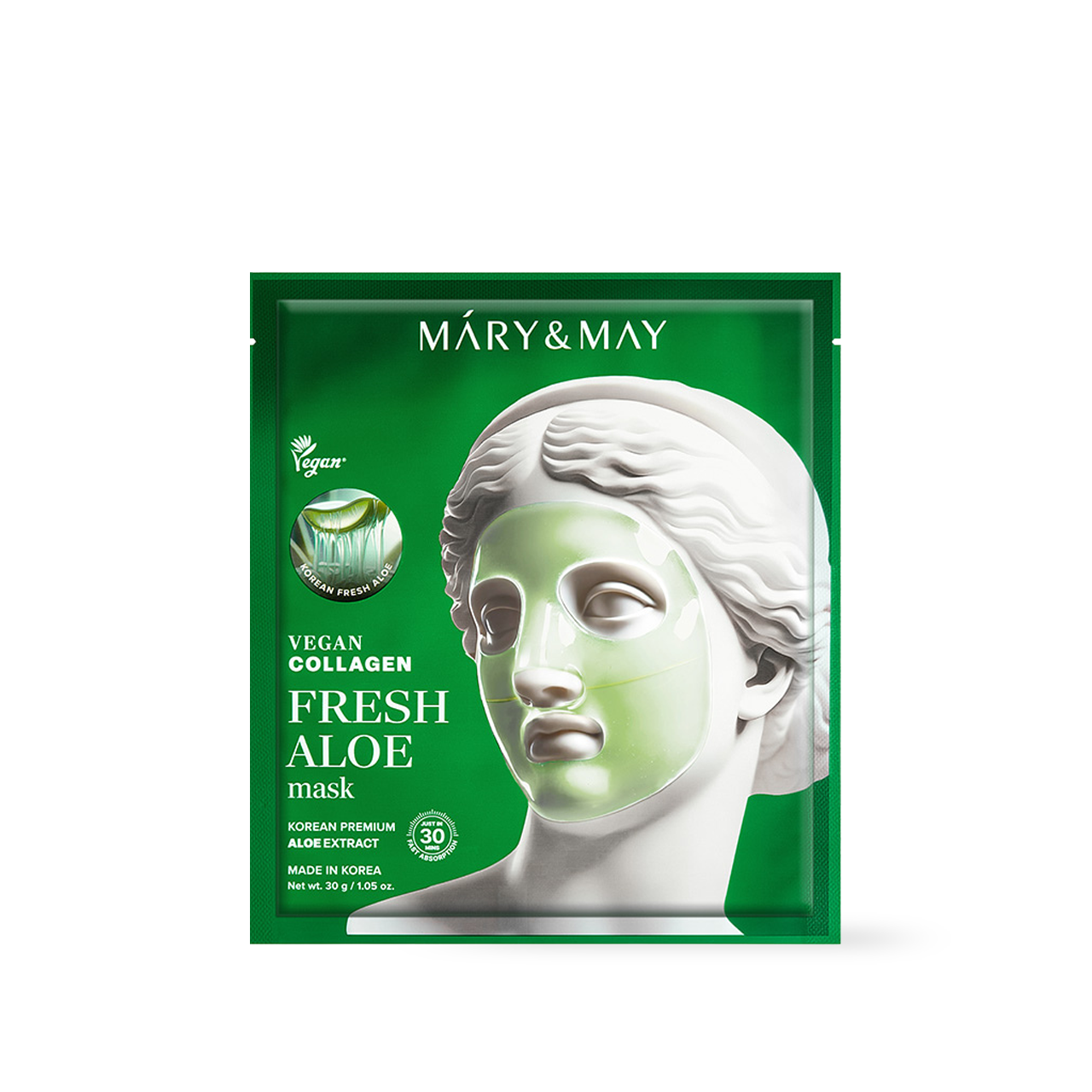 [Mary&May] Vegan Collagen Fresh Aloe Mask (30g x4)-Luxiface.com