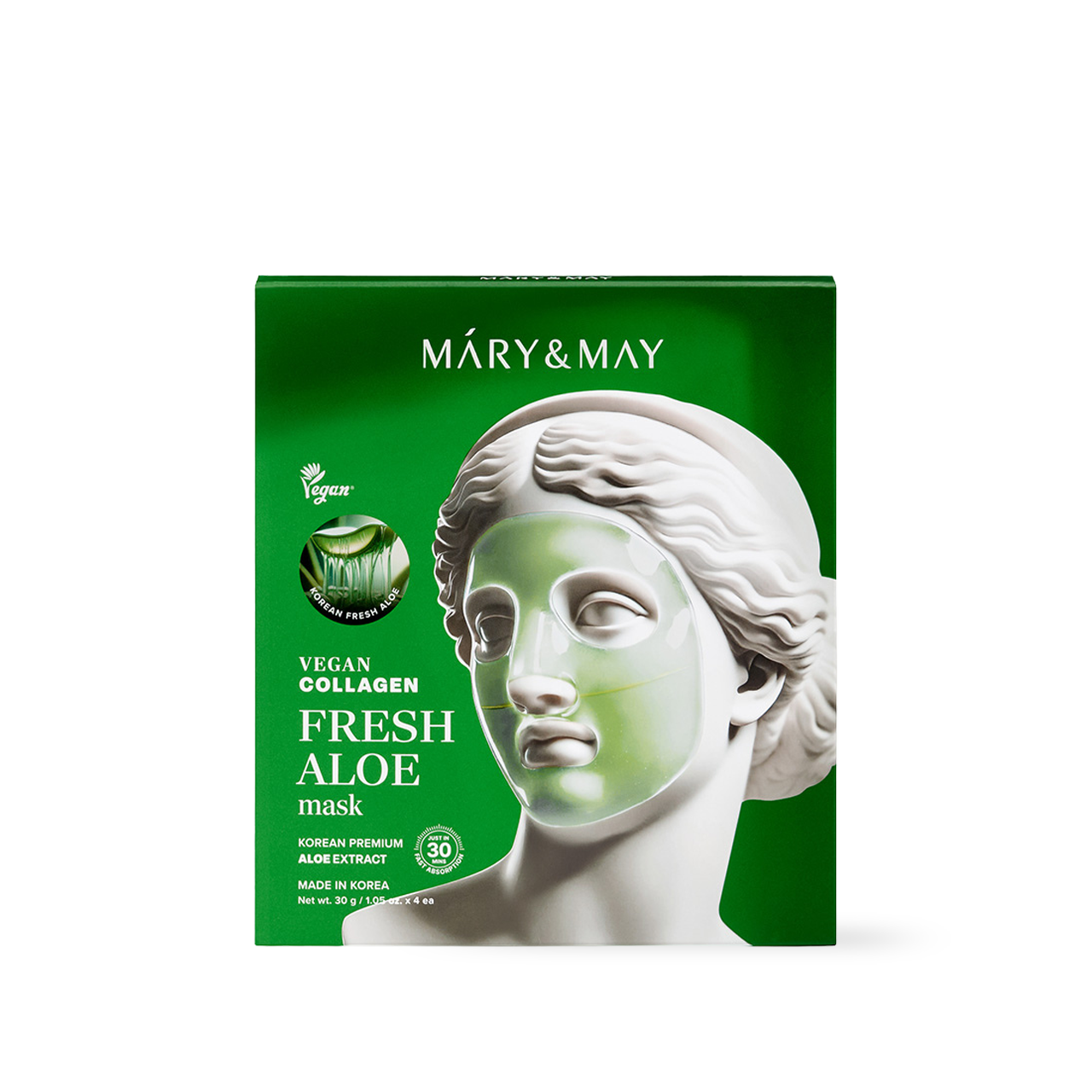 [Mary&May] Vegan Collagen Fresh Aloe Mask (30g x4)-Luxiface.com