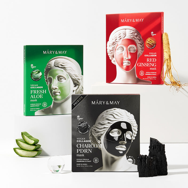 [Mary&May] Vegan Collagen Red Ginseng Mask (30g x4)-Luxiface.com