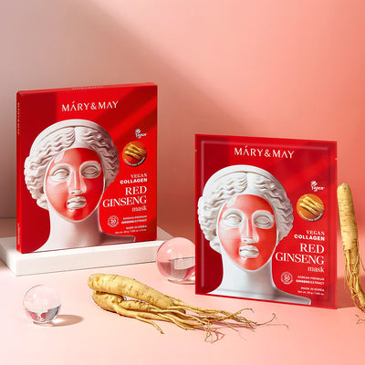 [Mary&May] Vegan Collagen Red Ginseng Mask (30g x4)-Luxiface.com