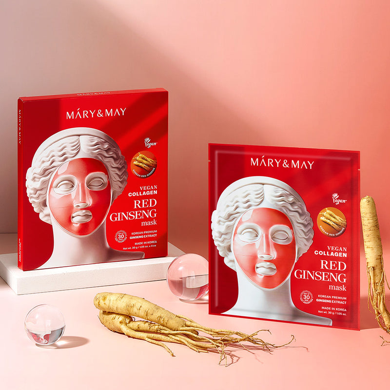 [Mary&May] Vegan Collagen Red Ginseng Mask (30g x4)-Luxiface.com