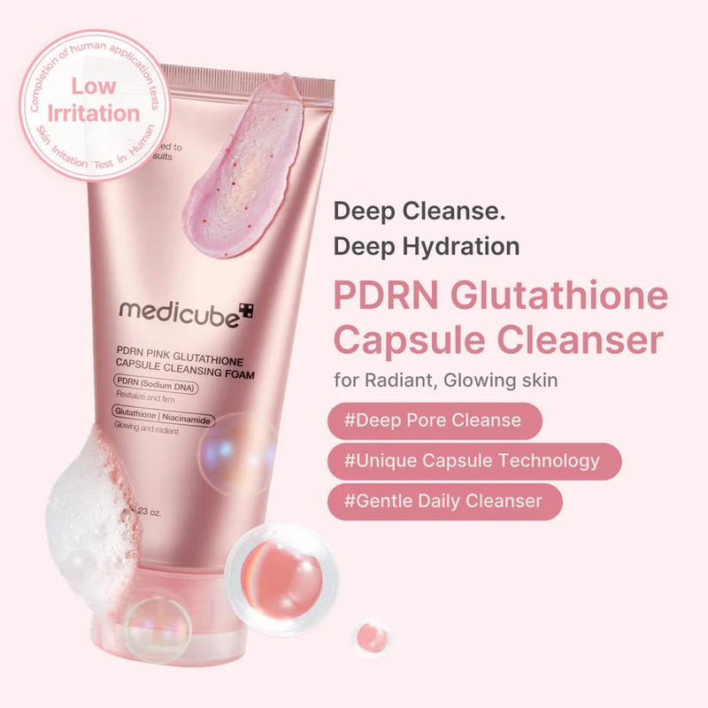 PDRN Pink Glutathione Capsule Cleansing Foam