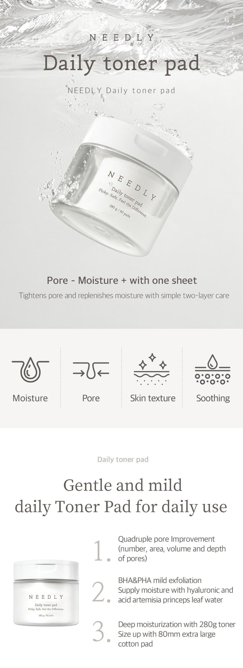 [Needly] Daily toner pad 60 sheets-Luxiface.com